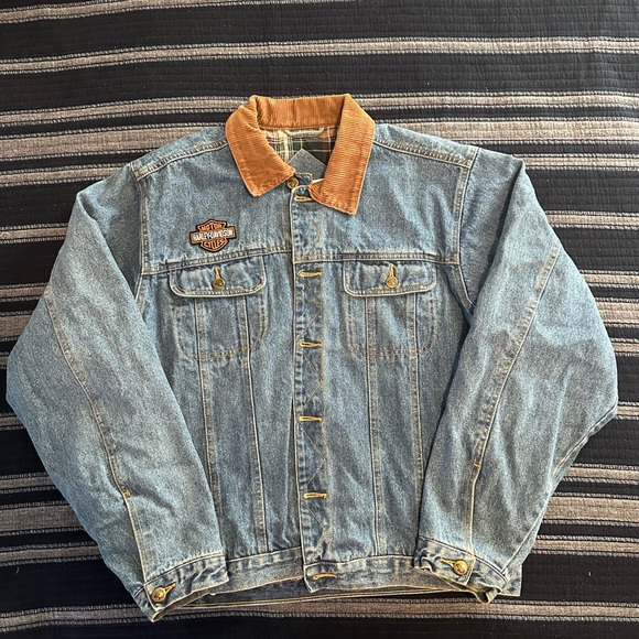 Harley Davidson (upcycled) Jean jacket Size L.  HP 🎉 - Picture 10 of 10